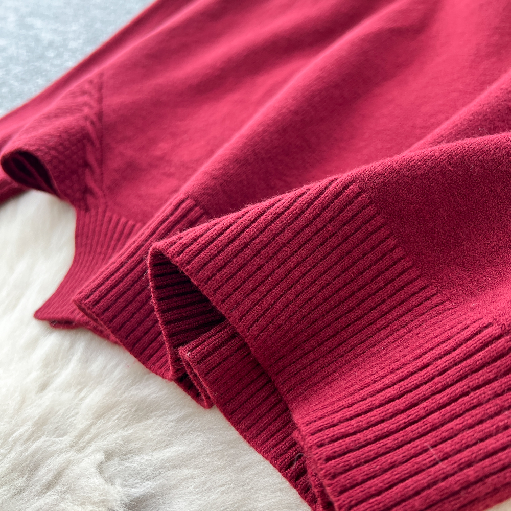 Niche high waist skirt knitted tops a set