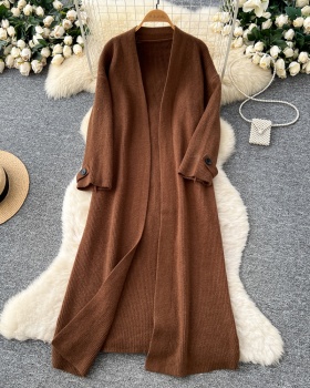 Buckle lazy coat winter long cardigan for women
