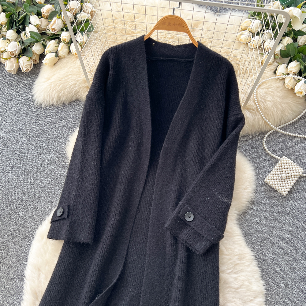 Buckle lazy coat winter long cardigan for women