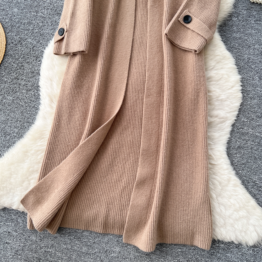 Buckle lazy coat winter long cardigan for women