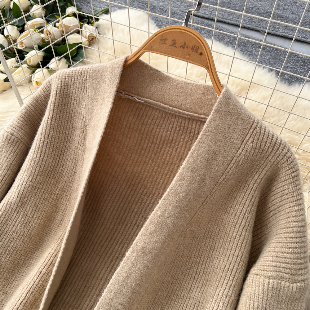 Buckle lazy coat winter long cardigan for women