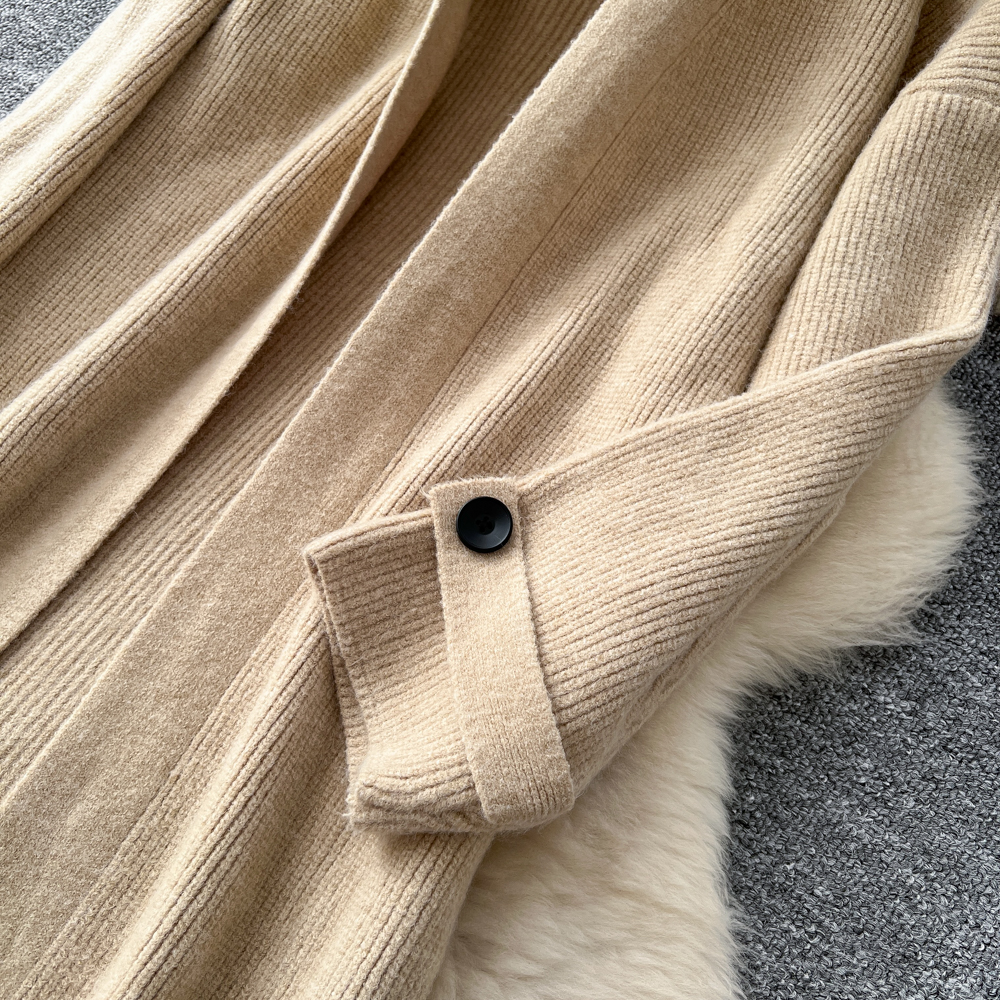 Buckle lazy coat winter long cardigan for women
