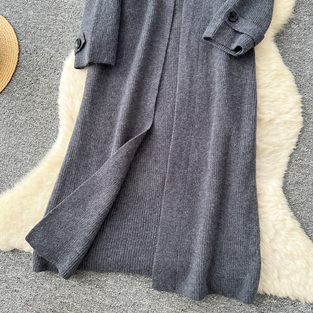 Buckle lazy coat winter long cardigan for women