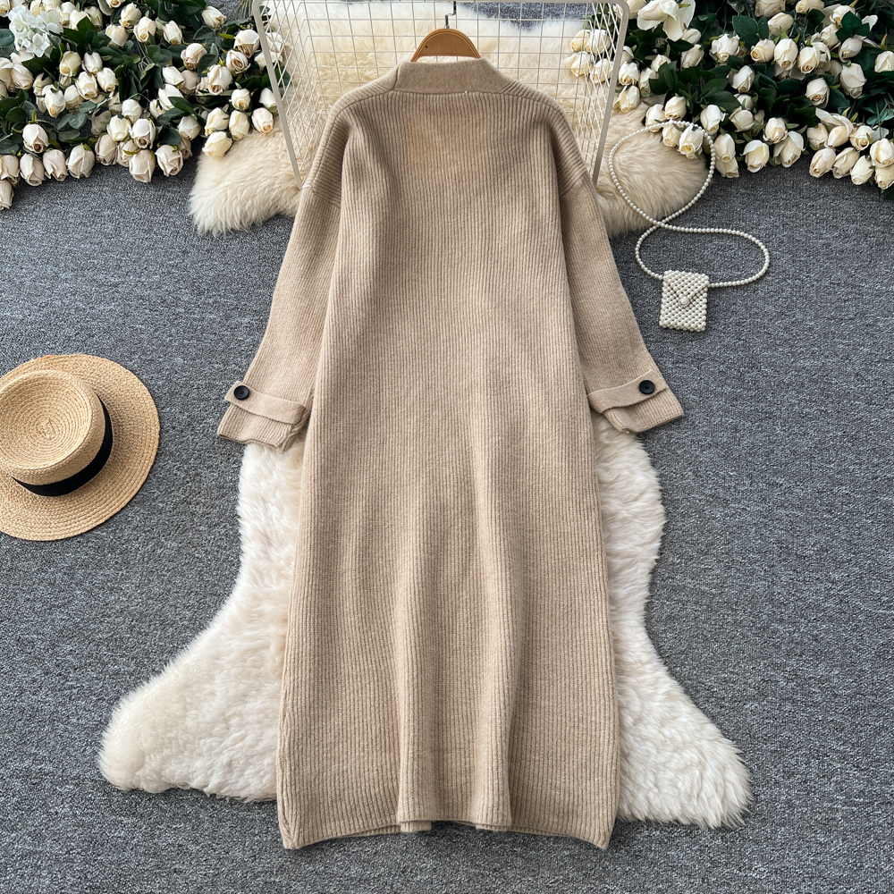 Buckle lazy coat winter long cardigan for women