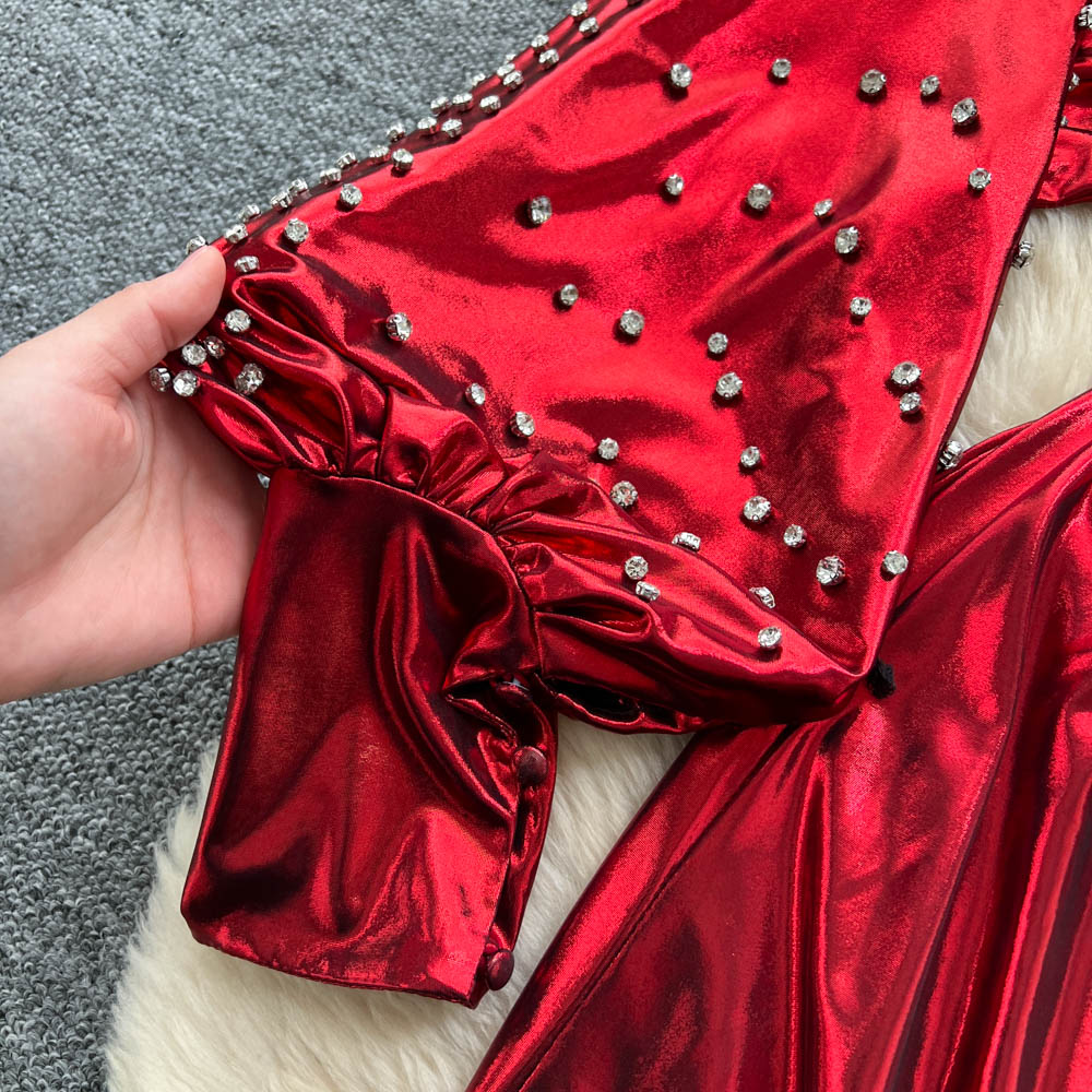 Frenum fashion long dress ladies metal dress for women