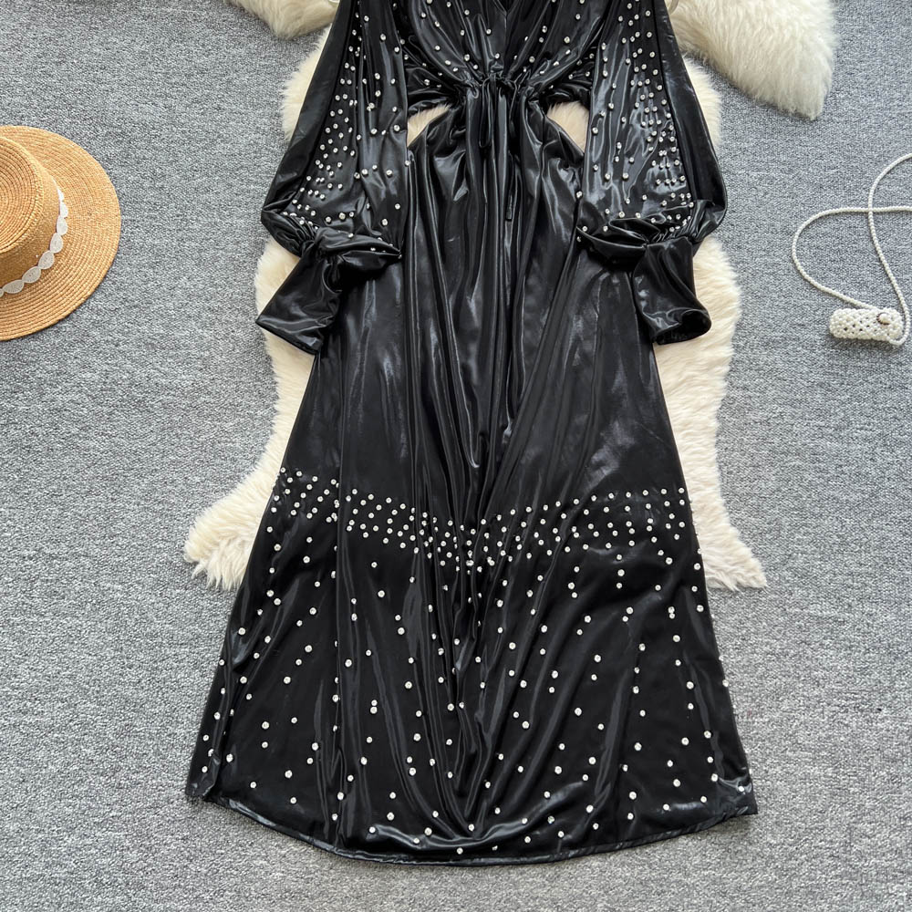 Frenum fashion long dress ladies metal dress for women