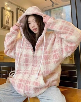 Imitation lamb's wool loose lovely Korean style hoodie