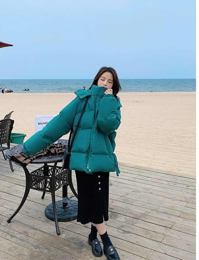 Short loose hooded cotton coat slim winter black coat