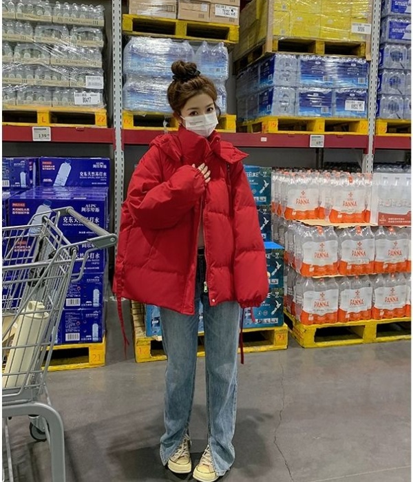 Short loose hooded cotton coat slim winter black coat