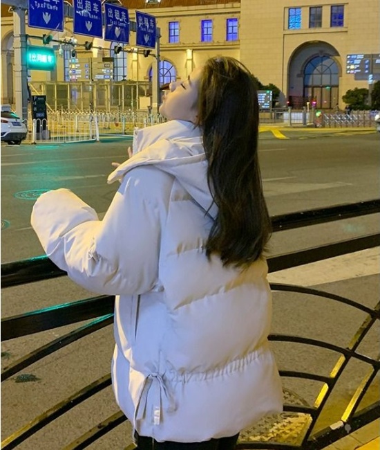 Short loose hooded cotton coat slim winter black coat