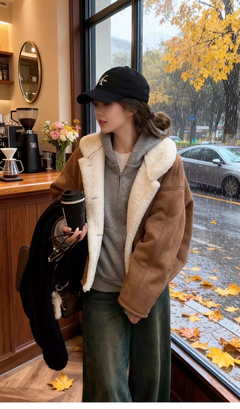 Winter elmo fur coat lambs wool coat