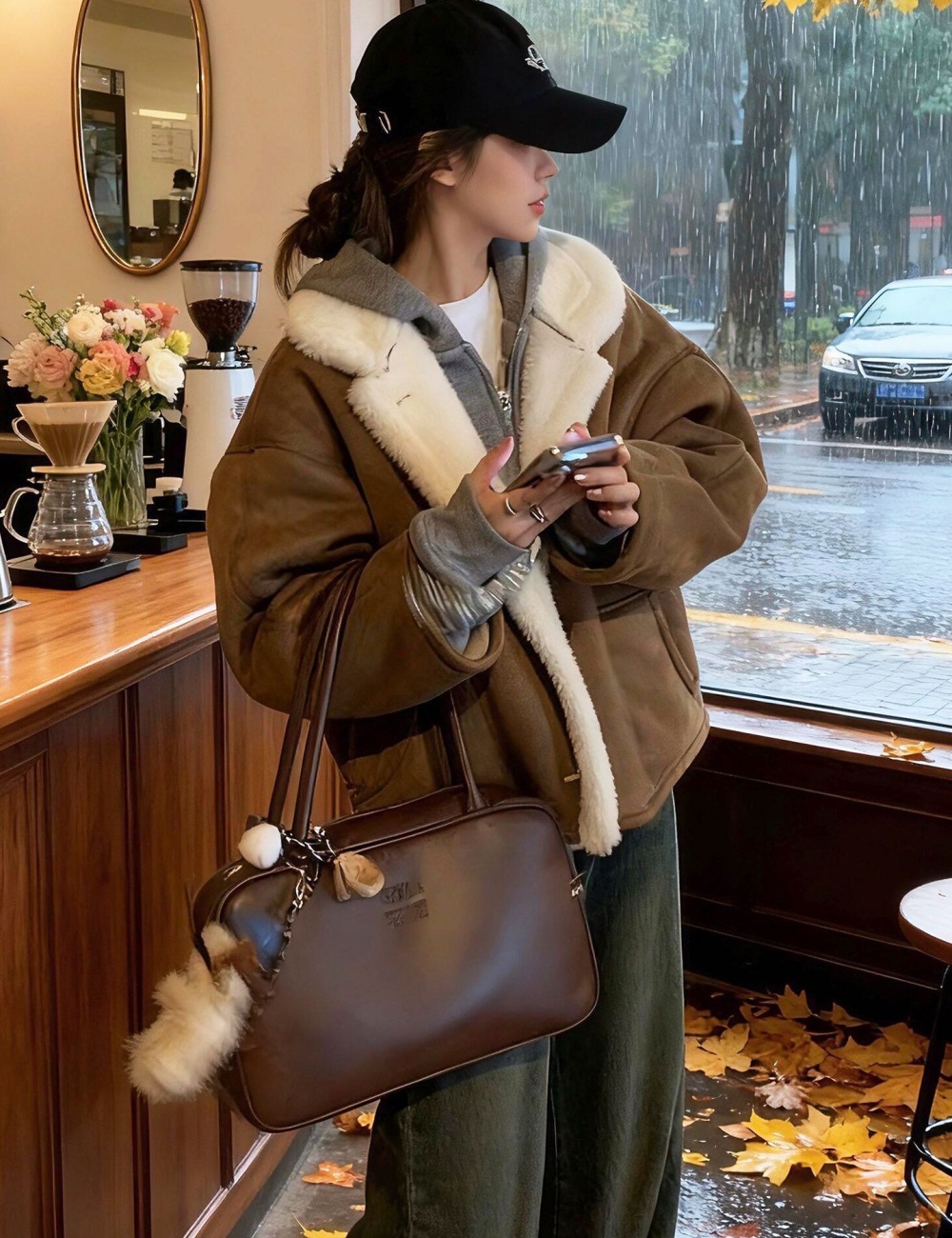 Winter elmo fur coat lambs wool coat