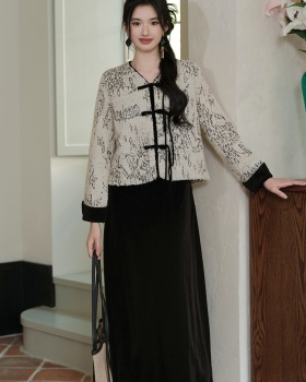 Sleeveless dress thick coat a set for women