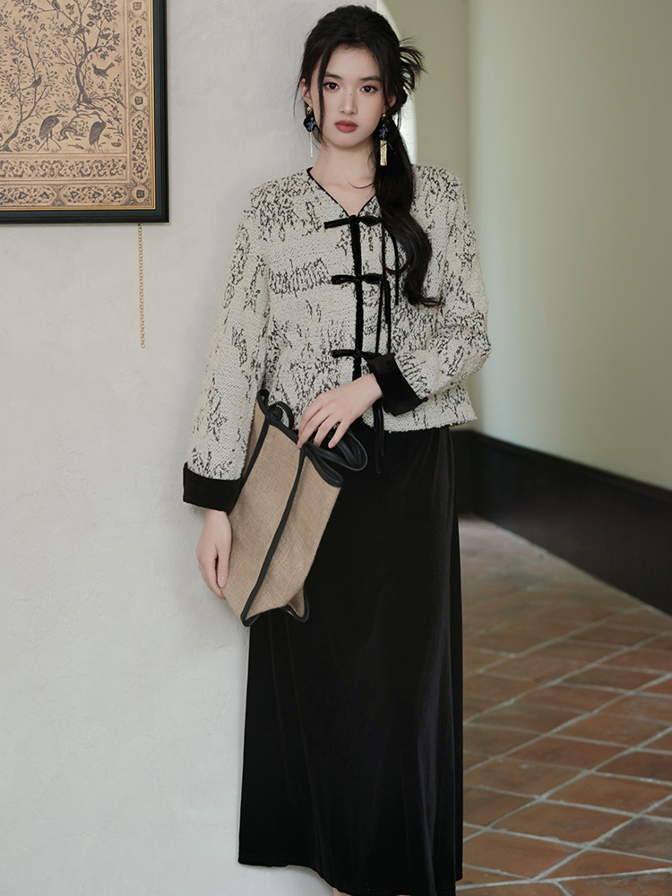 Sleeveless dress thick coat a set for women