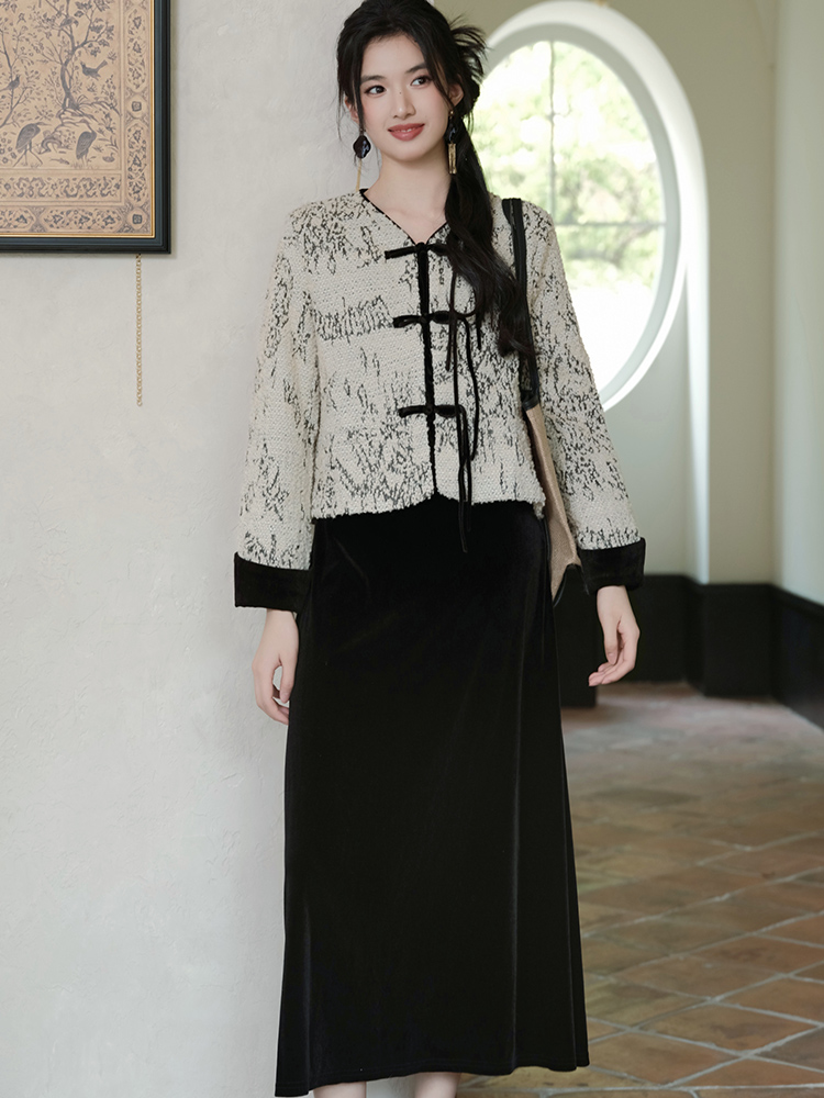 Sleeveless dress thick coat a set for women