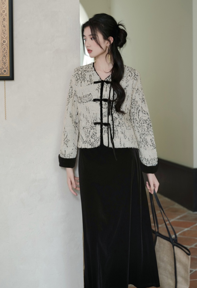 Sleeveless dress thick coat a set for women