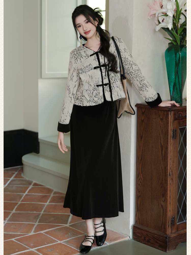 Sleeveless dress thick coat a set for women