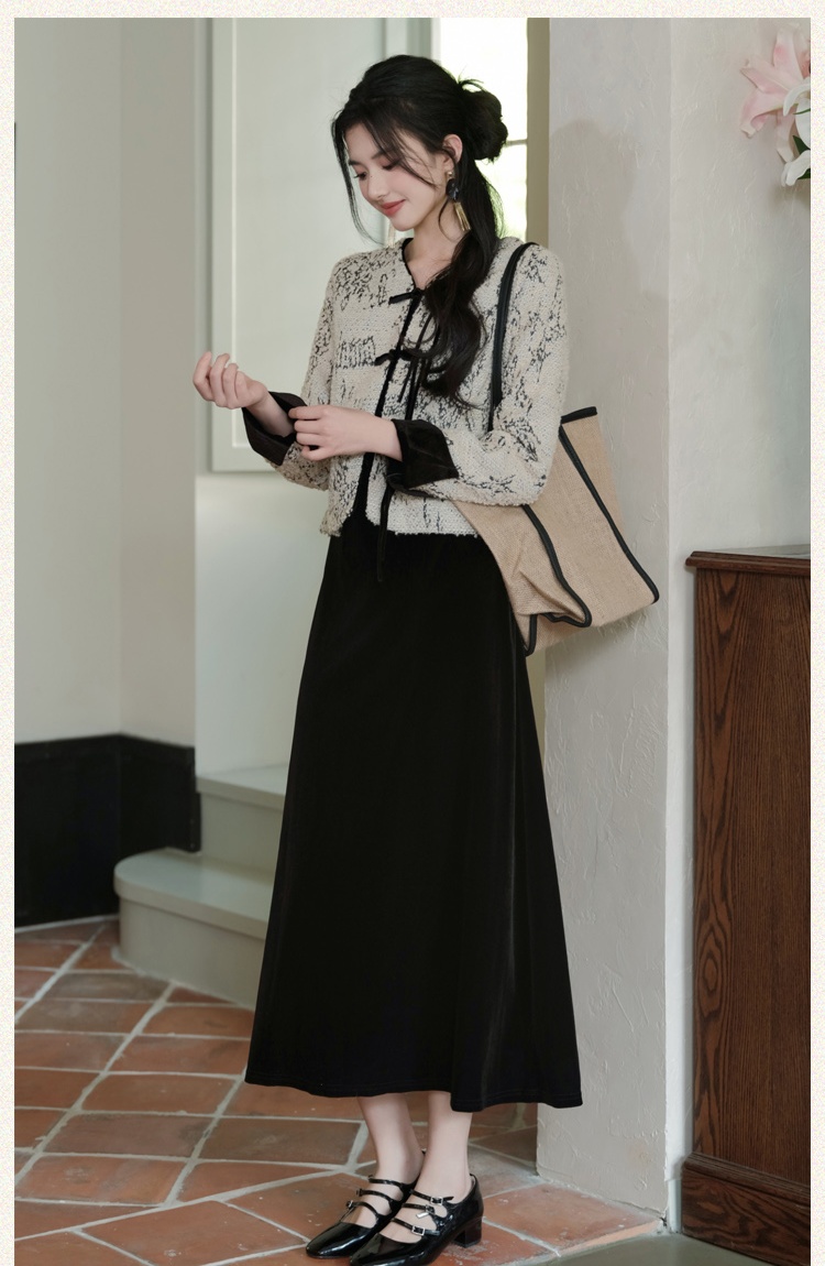 Sleeveless dress thick coat a set for women