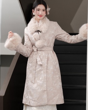 Down clip cotton winter Chinese style overcoat