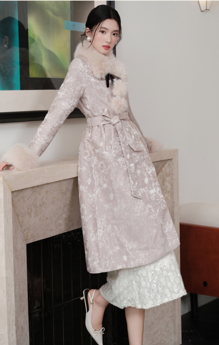 Down clip cotton winter Chinese style overcoat