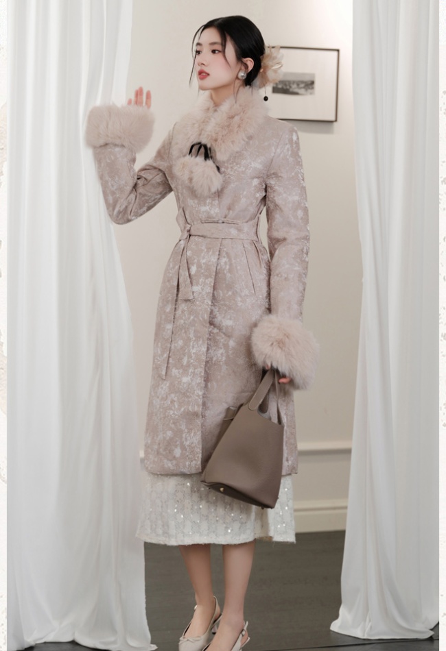 Down clip cotton winter Chinese style overcoat