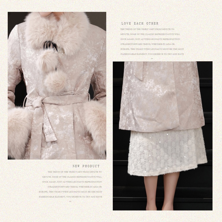 Down clip cotton winter Chinese style overcoat