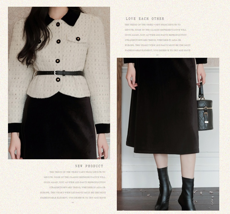 Thick chanelstyle coat autumn slim skirt a set