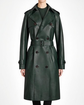 Waistband autumn and winter leather coat long fashion coat