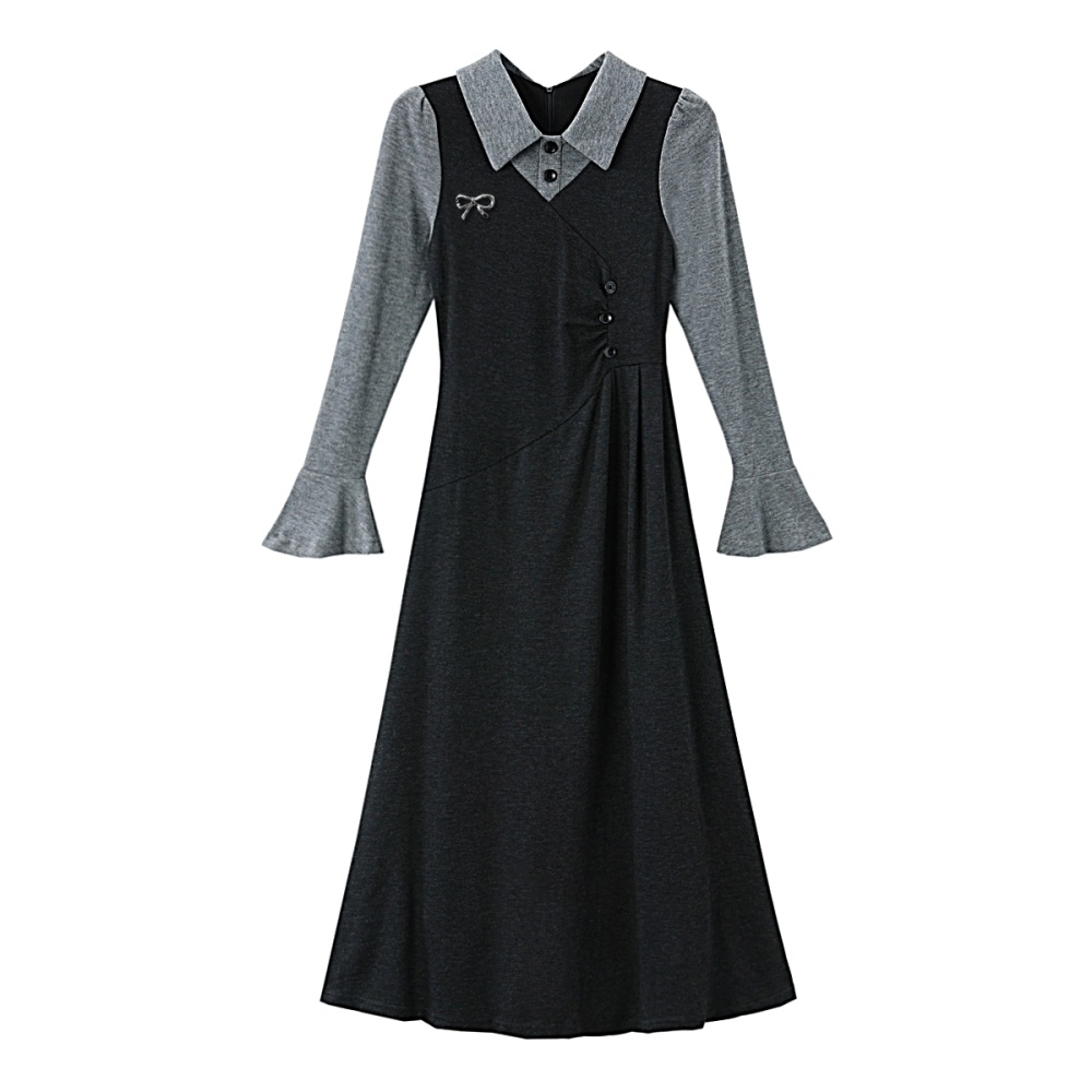 France style unique autumn and winter retro knitted dress