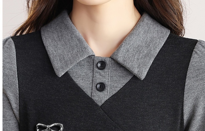 France style unique autumn and winter retro knitted dress