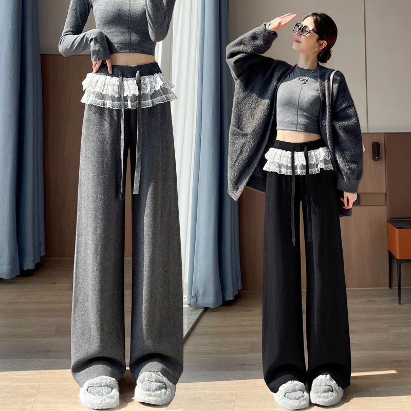 Mopping long pants sports wide leg pants for women