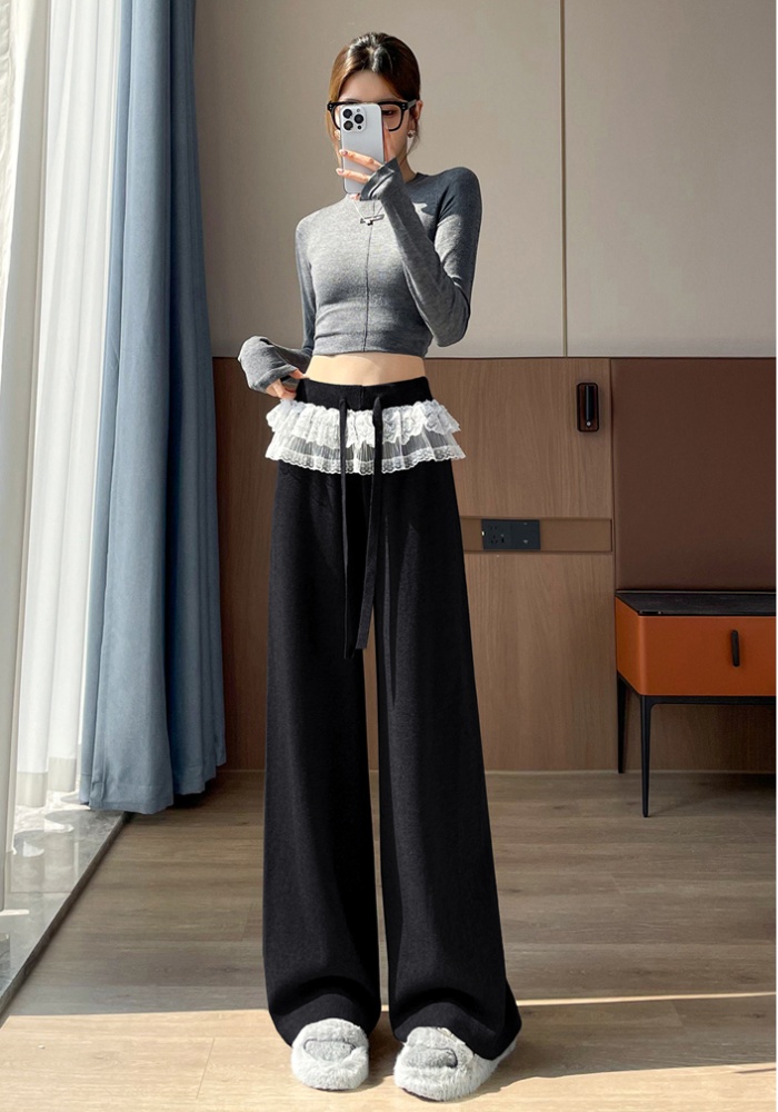 Mopping long pants sports wide leg pants for women