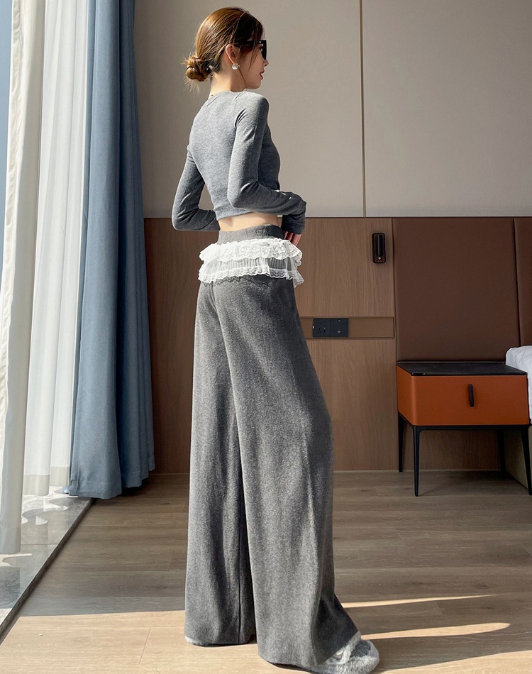 Mopping long pants sports wide leg pants for women