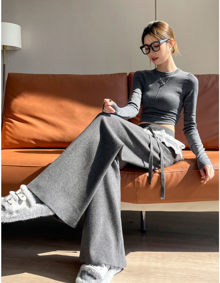 Mopping long pants sports wide leg pants for women