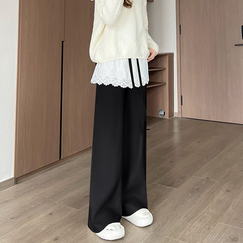 Cashmere lace pants straight long pants for women