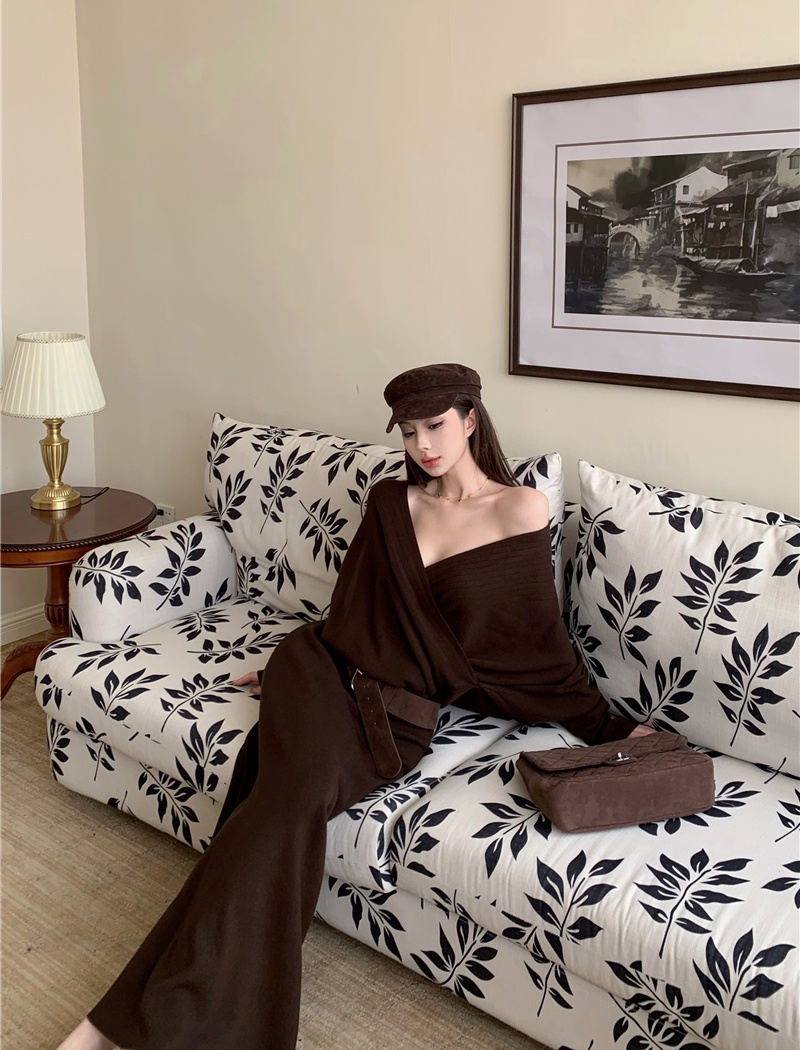 Knitted lazy skirt France style tops 2pcs set