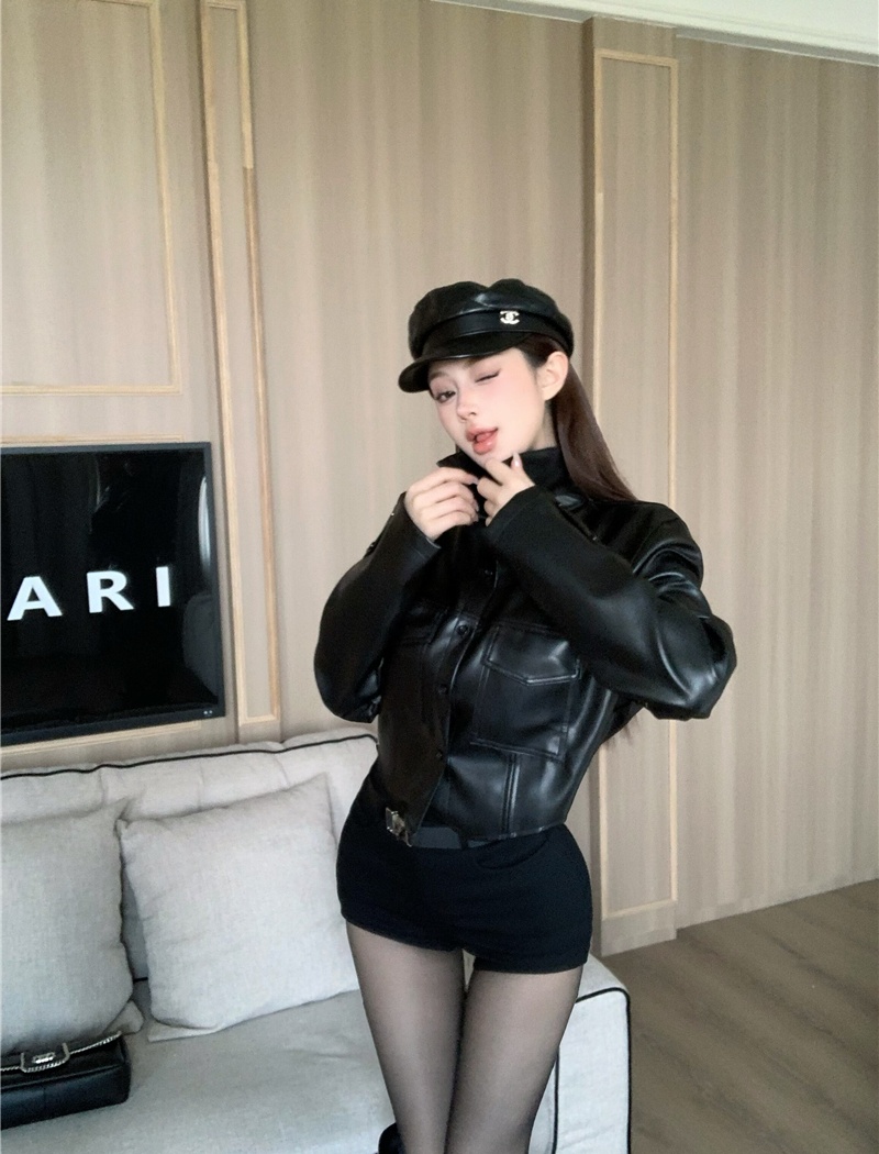 Spicegirl locomotive leather coat autumn and winter coat