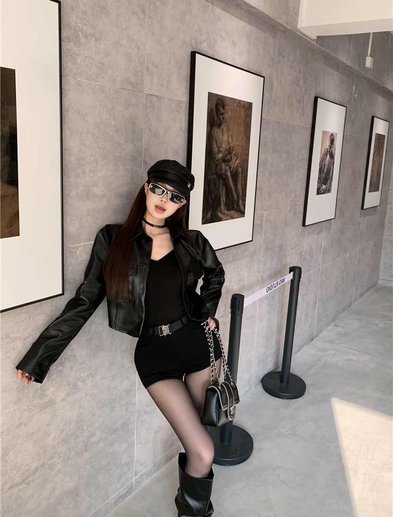 Spicegirl locomotive leather coat autumn and winter coat