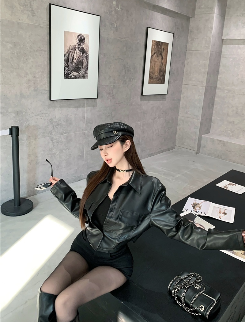 Spicegirl locomotive leather coat autumn and winter coat