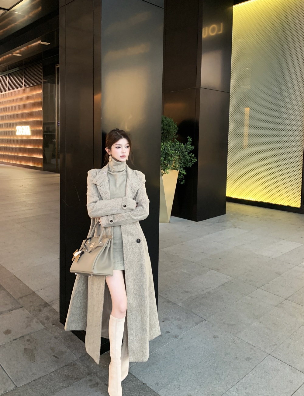 Temperament woolen coat overcoat for women