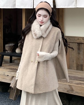 France style fur collar cloak scarf woolen coat
