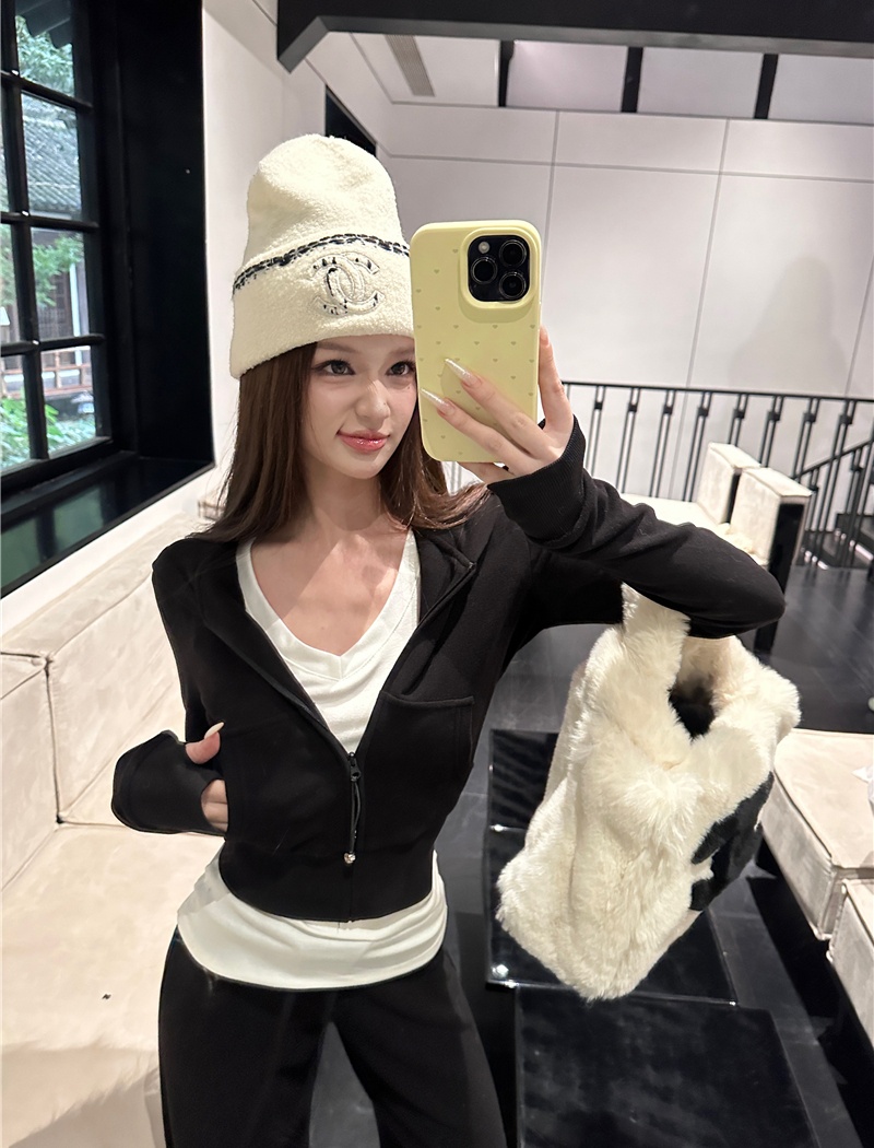 Spicegirl sweatpants pinched waist cardigan 2pcs set for women