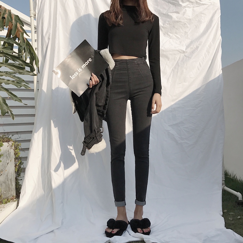 All-match retro jeans slim pencil pants for women