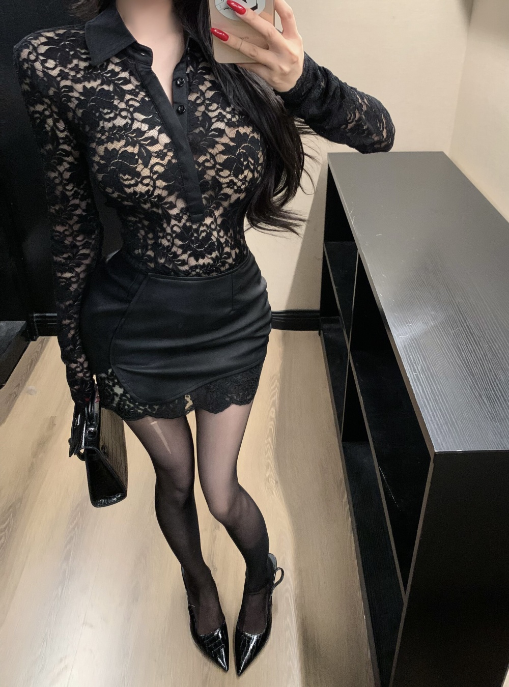 Enticement short skirt leather skirt 2pcs set for women