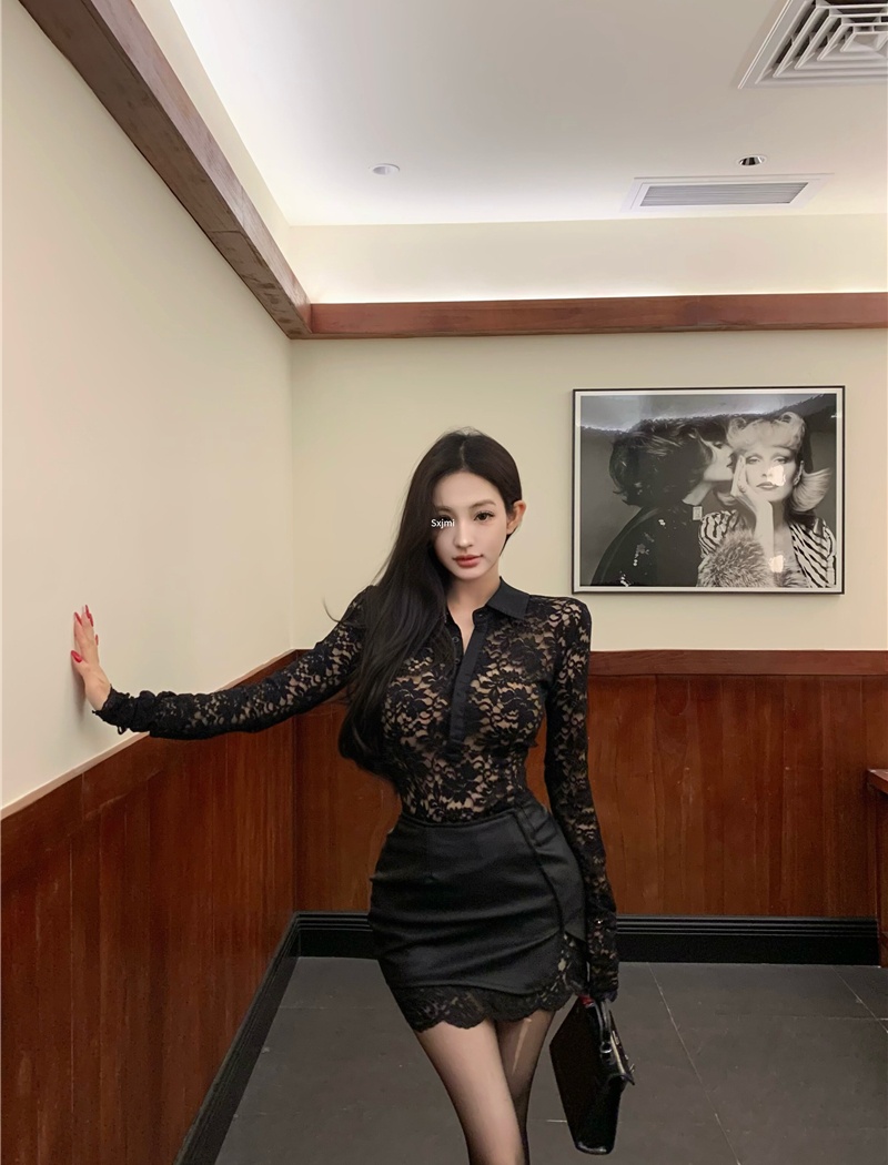 Enticement short skirt leather skirt 2pcs set for women