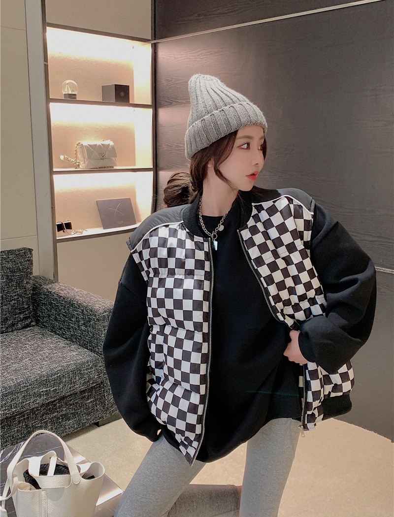 Thermal chessboard cotton coat winter vest for women