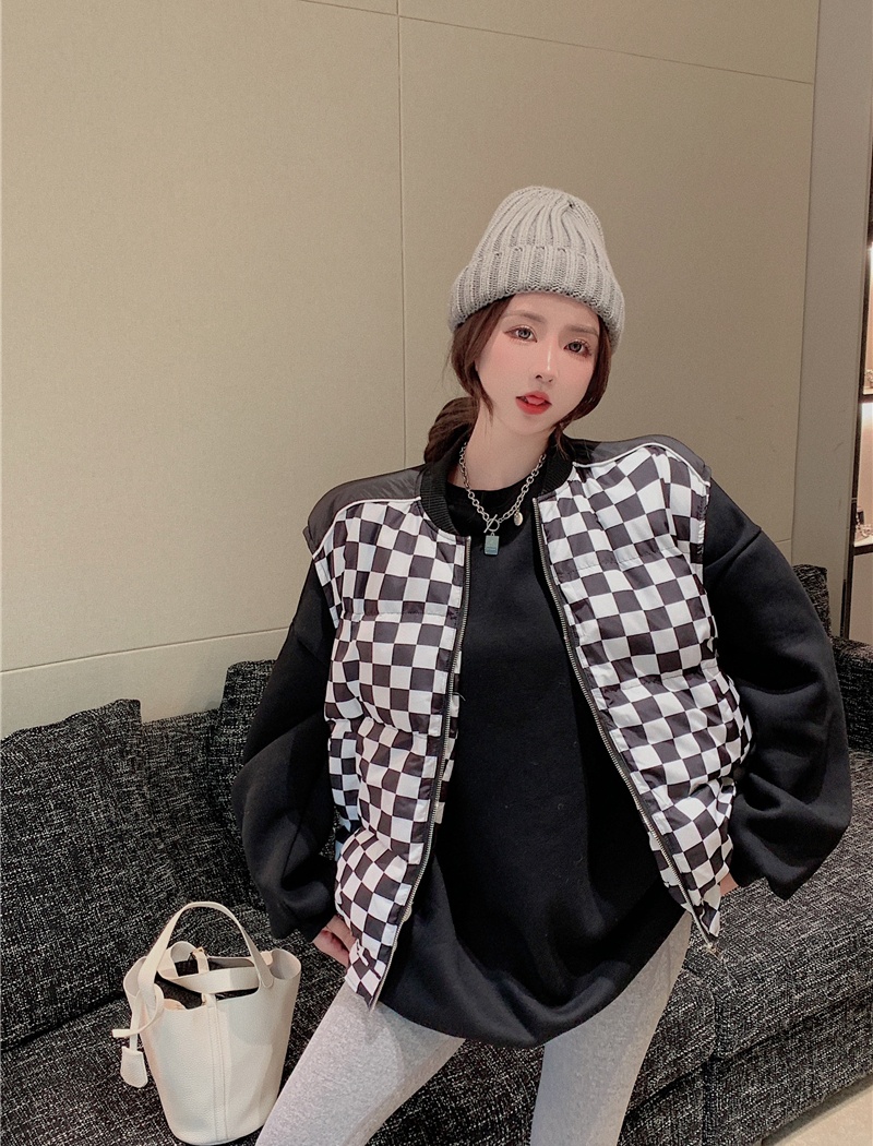 Thermal chessboard cotton coat winter vest for women