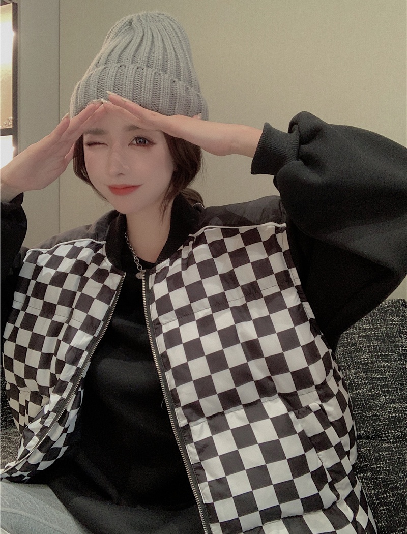 Thermal chessboard cotton coat winter vest for women