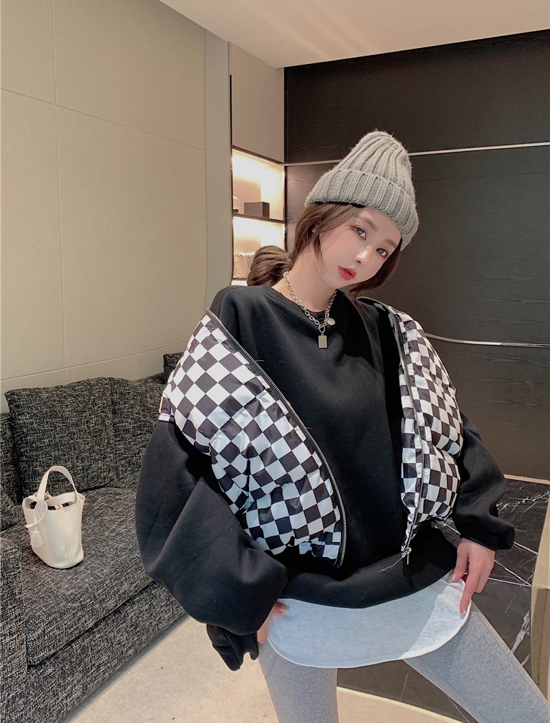 Thermal chessboard cotton coat winter vest for women