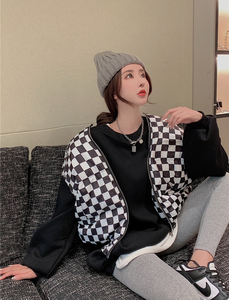 Thermal chessboard cotton coat winter vest for women